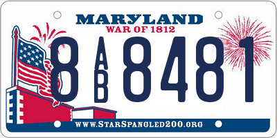 MD license plate 8AB8481