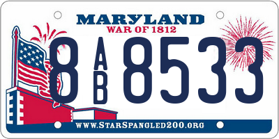 MD license plate 8AB8533