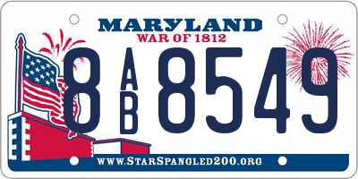 MD license plate 8AB8549