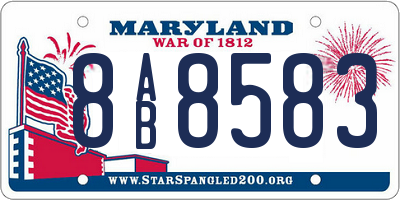 MD license plate 8AB8583