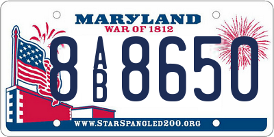 MD license plate 8AB8650