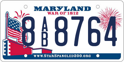 MD license plate 8AB8764