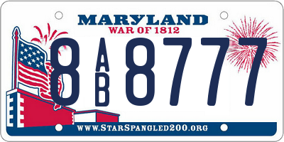 MD license plate 8AB8777