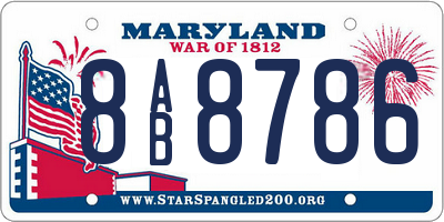 MD license plate 8AB8786