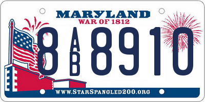 MD license plate 8AB8910