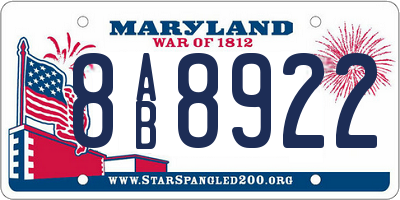 MD license plate 8AB8922