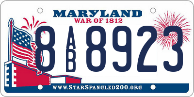 MD license plate 8AB8923