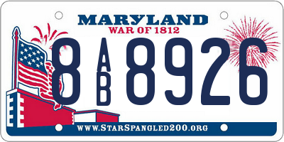 MD license plate 8AB8926