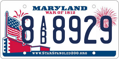 MD license plate 8AB8929