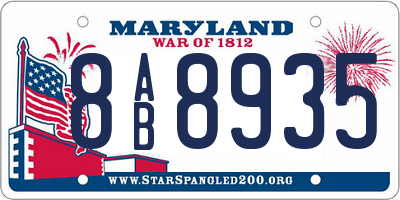 MD license plate 8AB8935