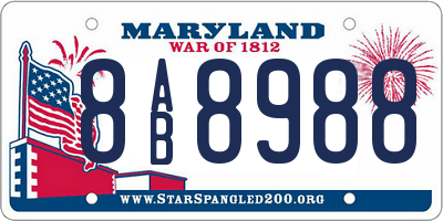 MD license plate 8AB8988