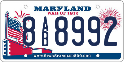 MD license plate 8AB8992