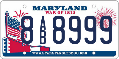 MD license plate 8AB8999