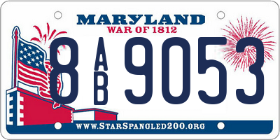 MD license plate 8AB9053