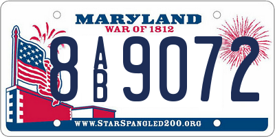 MD license plate 8AB9072