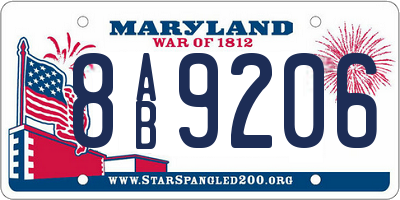 MD license plate 8AB9206