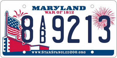 MD license plate 8AB9213