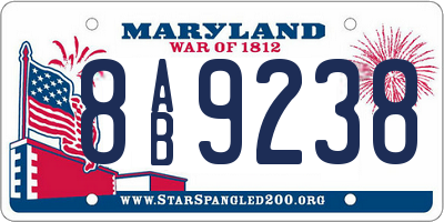 MD license plate 8AB9238