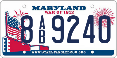 MD license plate 8AB9240