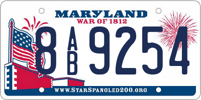 MD license plate 8AB9254