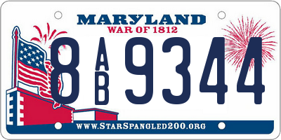 MD license plate 8AB9344