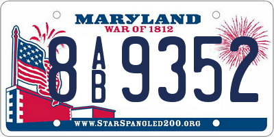 MD license plate 8AB9352