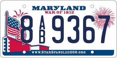 MD license plate 8AB9367