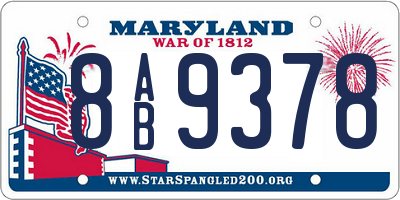 MD license plate 8AB9378