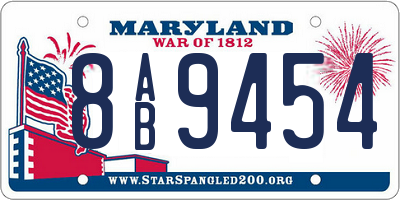 MD license plate 8AB9454