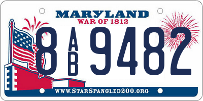 MD license plate 8AB9482