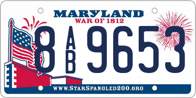 MD license plate 8AB9653