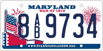 MD license plate 8AB9734