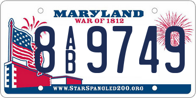 MD license plate 8AB9749