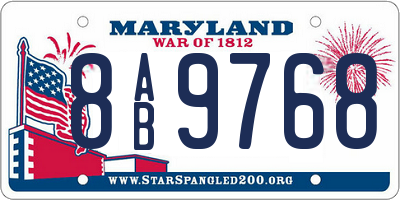 MD license plate 8AB9768