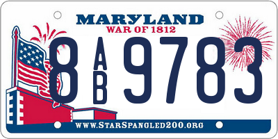 MD license plate 8AB9783