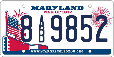MD license plate 8AB9852