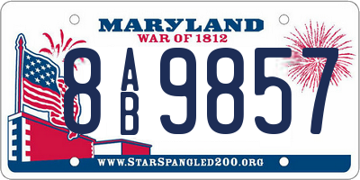 MD license plate 8AB9857