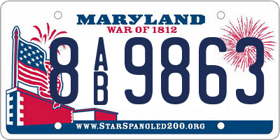 MD license plate 8AB9863