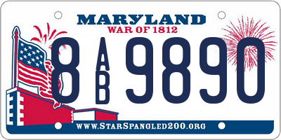 MD license plate 8AB9890
