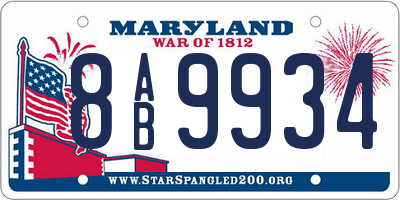 MD license plate 8AB9934
