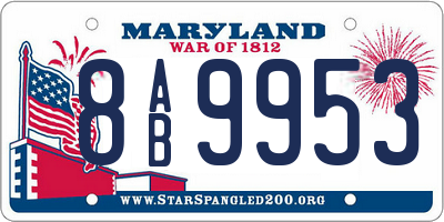 MD license plate 8AB9953