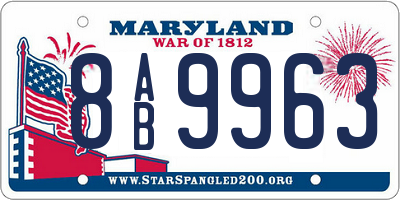 MD license plate 8AB9963