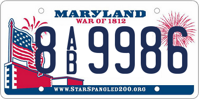 MD license plate 8AB9986