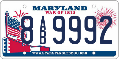 MD license plate 8AB9992