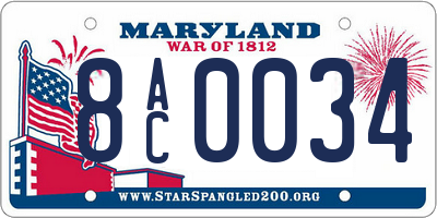 MD license plate 8AC0034