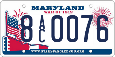 MD license plate 8AC0076