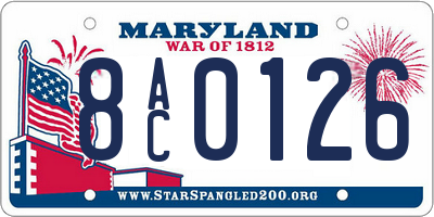 MD license plate 8AC0126