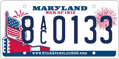 MD license plate 8AC0133