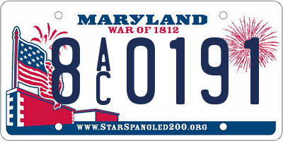 MD license plate 8AC0191