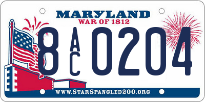 MD license plate 8AC0204